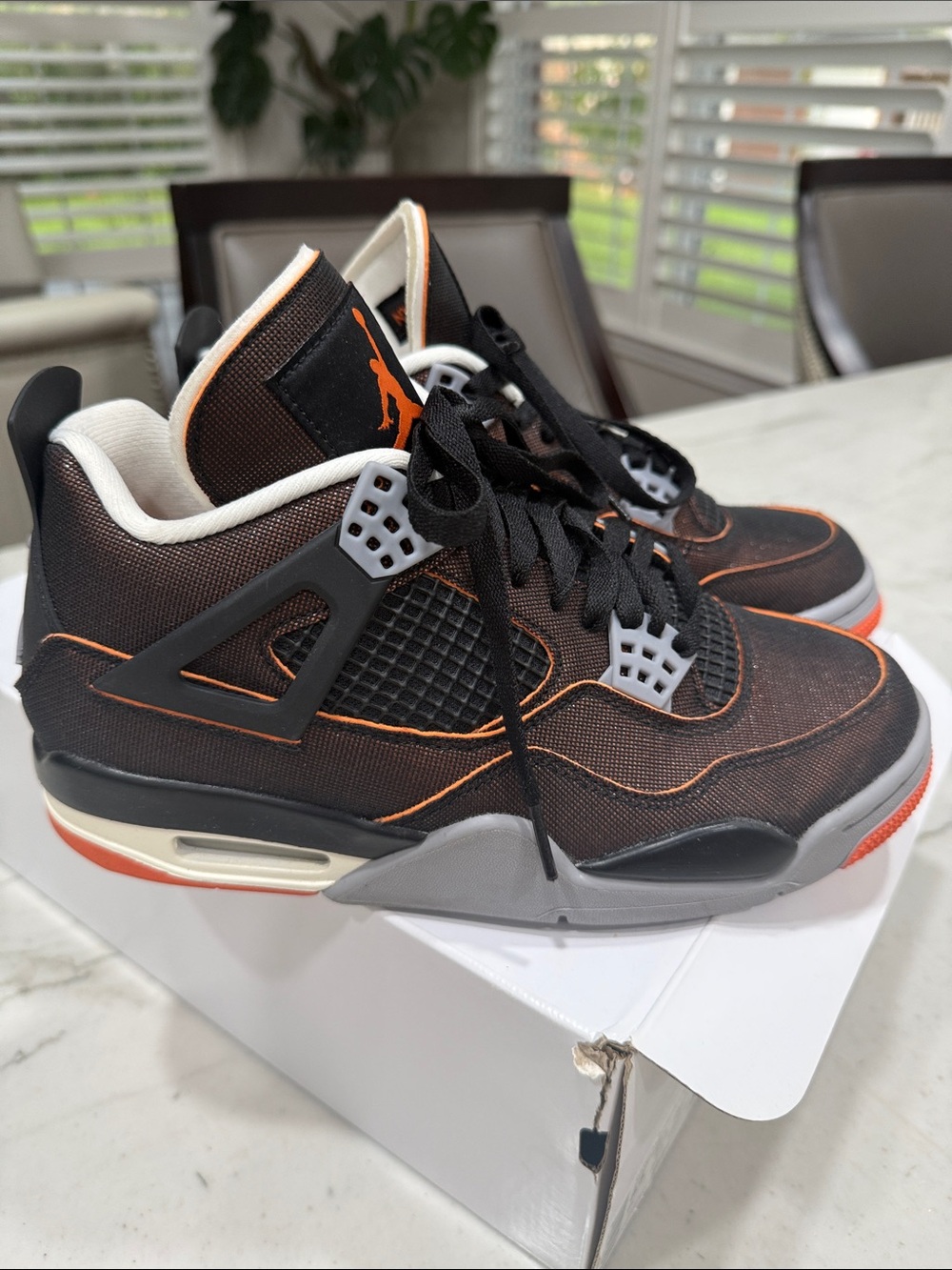 Air Jordan 4 Women’s Sneakers 8.5 - Black with Orange Accents